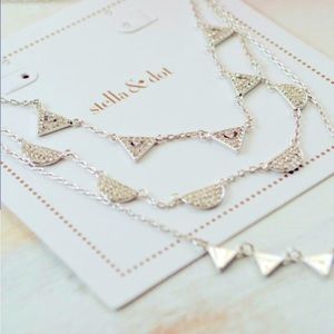 Stella & Dot | Pave Chevron necklace set in silver. 4 in 1